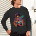 Woman Reading Book Lover Geometric Girl Afro History Unisex Long Sleeve T-Shirt Woman Reading Book Lover Geometric Girl Afro History Unisex Long Sleeve T-Shirt