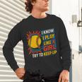 Women's Girls Softball Play Like A Girl Comic Book Pop Art Unisex Long Sleeve T-Shirt Women's Girls Softball Play Like A Girl Comic Book Pop Art Unisex Long Sleeve T-Shirt