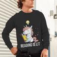 Women's Reading Is Lit Unicorn Library English Teacher Book Lover Unisex Long Sleeve T-Shirt