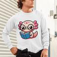 Adorable Book Lover Axolotl With Reading Glasses Cute Unisex Long Sleeve T-Shirt Adorable Book Lover Axolotl With Reading Glasses Cute Unisex Long Sleeve T-Shirt