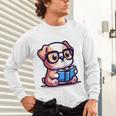 Adorable Book Lover Bulldog With Reading Glasses Cute Raglan Baseball Tee Unisex Long Sleeve T-Shirt Adorable Book Lover Bulldog With Reading Glasses Cute Raglan Baseball Tee Unisex Long Sleeve T-Shirt