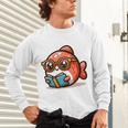 Adorable Book Lover Salmon With Reading Glasses Cute Unisex Long Sleeve T-Shirt