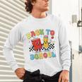 Back To School Checkered Book Pencil Groovy Teacher Student Unisex Long Sleeve T-Shirt
