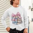 Book Lover Coquette Bow Pink Dainty Ribbon Cute Bookworm Unisex Long Sleeve T-Shirt