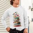 Book Stack With Flowers Reading Lover Bookish Unisex Long Sleeve T-Shirt