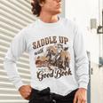 Bookish Retro Western Cowgirl Texas Book Lover Novel Reader Unisex Long Sleeve T-Shirt