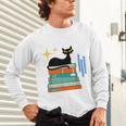 Cat And Books Retro Midcentury Mid Century Aesthetic Unisex Long Sleeve T-Shirt