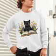 Cat Shirts For Women Book Lover Shirt Cute Cat And Book Premium Tri-Blend Unisex Long Sleeve T-Shirt