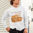 Cats Books And Coffee Heart Cozy Cat Lover Bookworm Readers Unisex Long Sleeve T-Shirt