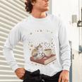 Coffee Cats & Books Cute Cat Book Lover Reading Unisex Long Sleeve T-Shirt