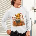 Cute Autumn Gnome Reading Pumpkin Book Lover Unisex Long Sleeve T-Shirt