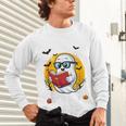 Cute Ghost Reading Book Retro Halloween Librarian Unisex Long Sleeve T-Shirt