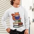 Cute Kawaii Kids Reading Books Glasses Red Panda Lover Unisex Long Sleeve T-Shirt
