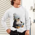 Cute Penguin Reading Book Faux-Crochet Print Unisex Long Sleeve T-Shirt Cute Penguin Reading Book Faux-Crochet Print Unisex Long Sleeve T-Shirt