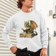 Dragon Bookworm Reading Book Graphic Unisex Long Sleeve T-Shirt Dragon Bookworm Reading Book Graphic Unisex Long Sleeve T-Shirt