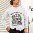 Easily Distracted By Plants Cats & Books Planting Gardening Unisex Long Sleeve T-Shirt