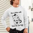 Life Is Better With Books Cats And Coffee Shirt Unisex Long Sleeve T-Shirt