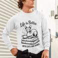 Life Is Better With Cats & Books Sphynx Cat Mom Women Unisex Long Sleeve T-Shirt