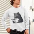 Reading Cat Cat Book Lover Unisex Long Sleeve T-Shirt