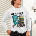 Respect Elders Cellphone Pushing Books In a Wheelchair Unisex Long Sleeve T-Shirt