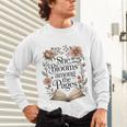 She Blooms Among The Pages Women Mom Wife Floral Book Lover Unisex Long Sleeve T-Shirt