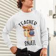 Teacher Snail With Glasses On Books Cute Pre-K Kindergarten Unisex Long Sleeve T-Shirt