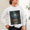 Vintage Ghost Book Reading Camping Gothic Halloween Teachers Unisex Long Sleeve T-Shirt