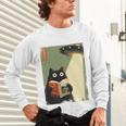 Vintage Japanese Cat Book Lovers UFO Alien Abduction Cat Dad Unisex Long Sleeve T-Shirt Vintage Japanese Cat Book Lovers UFO Alien Abduction Cat Dad Unisex Long Sleeve T-Shirt