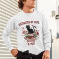 Women's Cat Books Romantic Floral Aesthetic Book Lover Cat Owner Unisex Long Sleeve T-Shirt