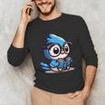 Adorable Book Lover Blue Jay With Reading Glasses Cute Unisex Long Sleeve T-Shirt