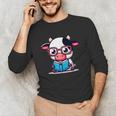 Adorable Book Lover Cow With Reading Glasses Cute Unisex Long Sleeve T-Shirt Adorable Book Lover Cow With Reading Glasses Cute Unisex Long Sleeve T-Shirt