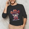 Adorable Book Lover Cowboy With Reading Glasses Cute Unisex Long Sleeve T-Shirt