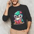 Adorable Book Lover Humming Bird With Reading Glasses Cute Unisex Long Sleeve T-Shirt Adorable Book Lover Humming Bird With Reading Glasses Cute Unisex Long Sleeve T-Shirt