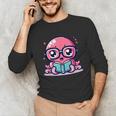 Adorable Book Lover Octopus With Reading Glasses Cute Unisex Long Sleeve T-Shirt