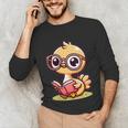 Adorable Book Lover Ostrich With Reading Glasses Cute Unisex Long Sleeve T-Shirt