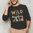 Animal Print Read A Book Character Kids Wild About Reading Unisex Long Sleeve T-Shirt
