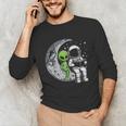 Astronaut Reading Book To Alien Moon Space Women Kids Men Unisex Long Sleeve T-Shirt