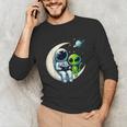 Astronaut Reading Book To Alien Shirt Moon Space Lover Kids Unisex Long Sleeve T-Shirt