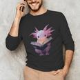 Axolotl Bookworm Reading Book Kawaii Graphic Unisex Long Sleeve T-Shirt Axolotl Bookworm Reading Book Kawaii Graphic Unisex Long Sleeve T-Shirt