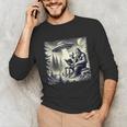 Bigfoot With Alien Reading A Book Bigfoot And UFO Unisex Long Sleeve T-Shirt