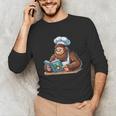 Bigfoot Reading a Cookbook Unisex Long Sleeve T-Shirt Bigfoot Reading a Cookbook Unisex Long Sleeve T-Shirt