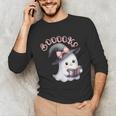 Boo Ghost Books Coquette Bow Halloween Women School Teacher Unisex Long Sleeve T-Shirt Boo Ghost Books Coquette Bow Halloween Women School Teacher Unisex Long Sleeve T-Shirt