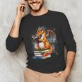 Book Dragon Reading Book Lover Unisex Long Sleeve T-Shirt