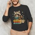 Book Lover Racoon Reading Bookish Library Read Books Be Kind Unisex Long Sleeve T-Shirt