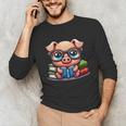Book Lover Reading Pig Unisex Long Sleeve T-Shirt Book Lover Reading Pig Unisex Long Sleeve T-Shirt