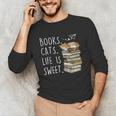 Book Lovers Books Cats Life Is Sweet Cat Lovers Unisex Long Sleeve T-Shirt Book Lovers Books Cats Life Is Sweet Cat Lovers Unisex Long Sleeve T-Shirt