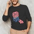 Book Worm Pun Read Reading Librarian America Men Women Kids Unisex Long Sleeve T-Shirt
