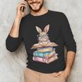 Books Bookworm Reader Book Cute Reading Bunny With Glasses Unisex Long Sleeve T-Shirt