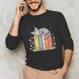 Books Lover Cute Sleepy Cat Relax Reading Vibe Unisex Long Sleeve T-Shirt