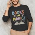 Books Are Magic Whimsical Retro Bookworm Unisex Long Sleeve T-Shirt Books Are Magic Whimsical Retro Bookworm Unisex Long Sleeve T-Shirt